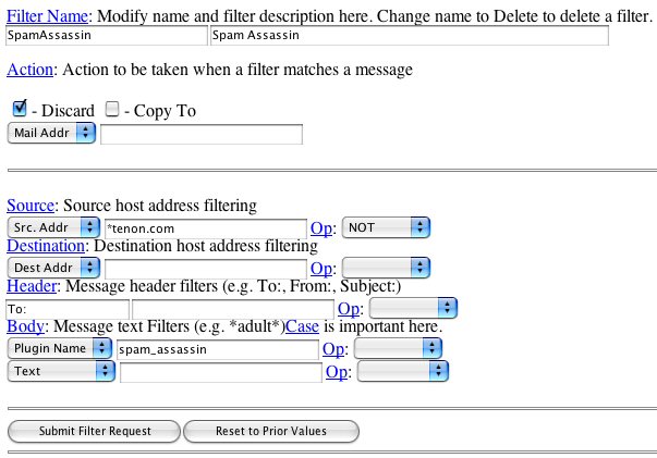 spamassassin white list filter