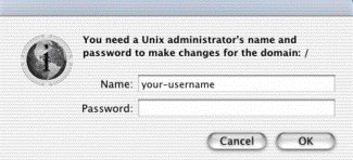 Unix Admin Dialog Box